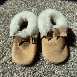 Freshly Picked Tan Moccasins with White Fur